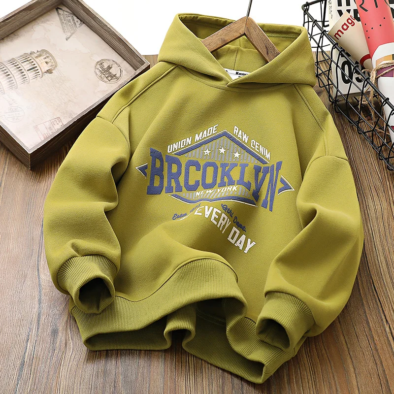 

Boy's Hoody 2023 Autumn New Letter Printed Loose Top Coat Children's Hooded Sweatshirt