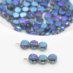 30pcs Bread Shape Austrian Crystal  High Quality Color plating Glass Flat Round Loose Beads For Jewelry Making Bracelets DIY 8mm