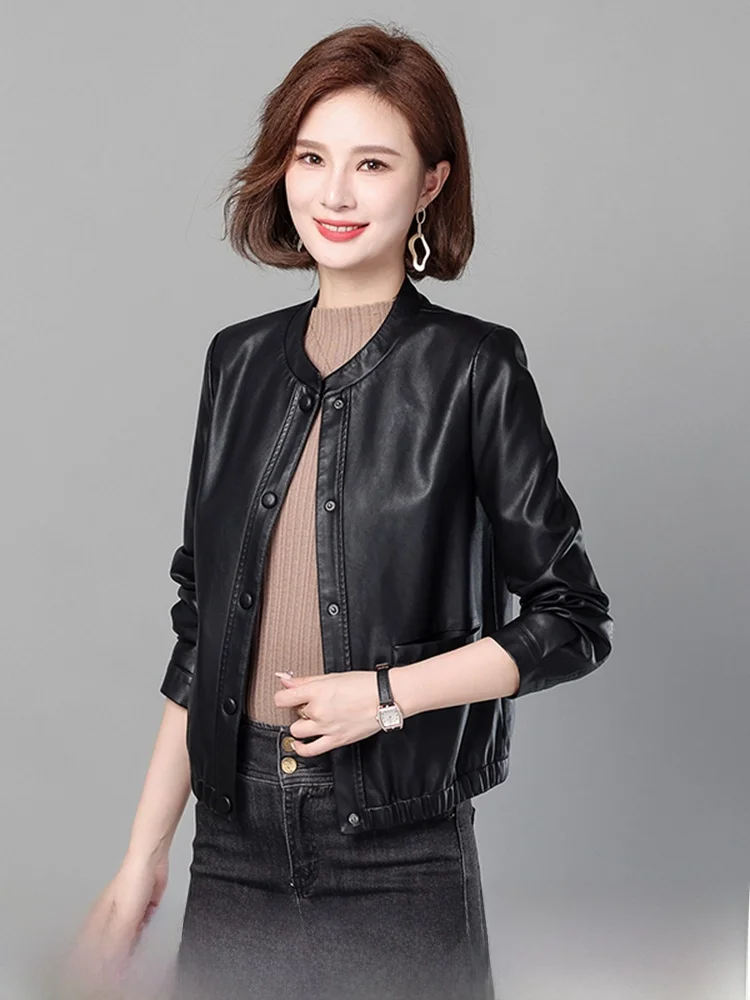 2025年新作 レディース オシャレ スリムフィット レザージャケット 本革シープスキン 韓国風 スモールアウター 通勤スタイル