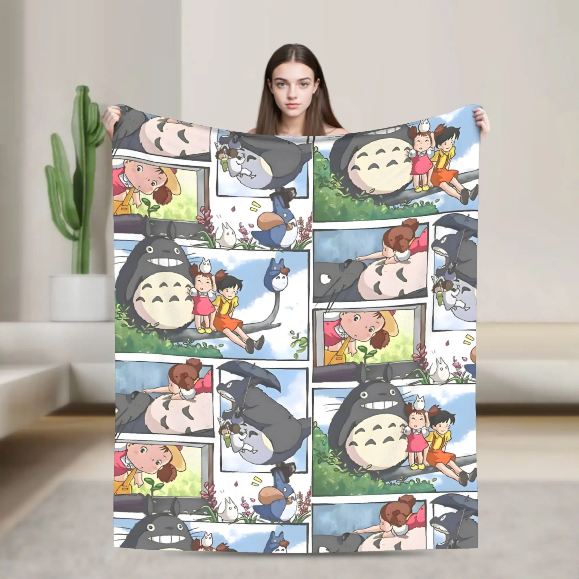 Cartoon Kawaii T-TotorooS Blankets Fleece Anime Film Lightweight Thin Throw Blanket for Airplane Travel Bedroom Quilt