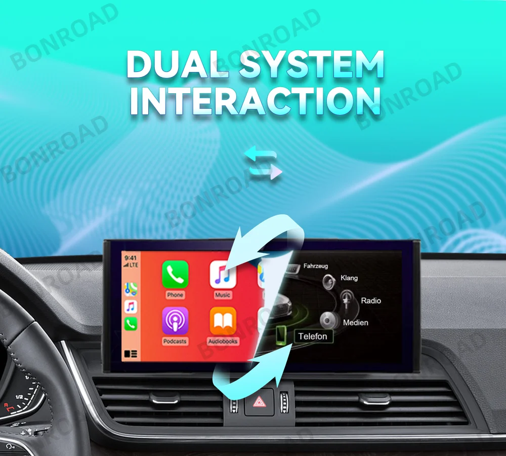 Bonroad 12,3 Linux Bildschirm für Audi Q5 Q5L 2017-2023 mit Wireless Apple CarPlay Android Auto Airplay Auto Radio Player Mutimedia – Detail 9