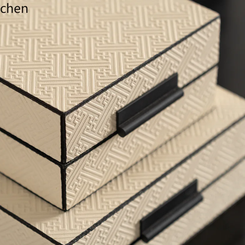 CZ Beige Leather Decorations Model Room High-End Jewelry Box Cloakroom Study Room Ornaments