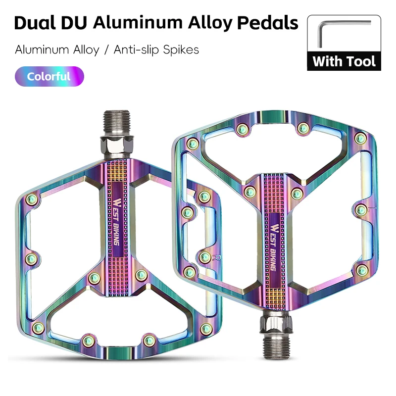 WEST BIKING Dual DU Fietspedalen Aluminiumlegering Verbreedde Antislip Fietspedaal Lichtgewicht Fietspedaal MTB Racefiets Accessoires