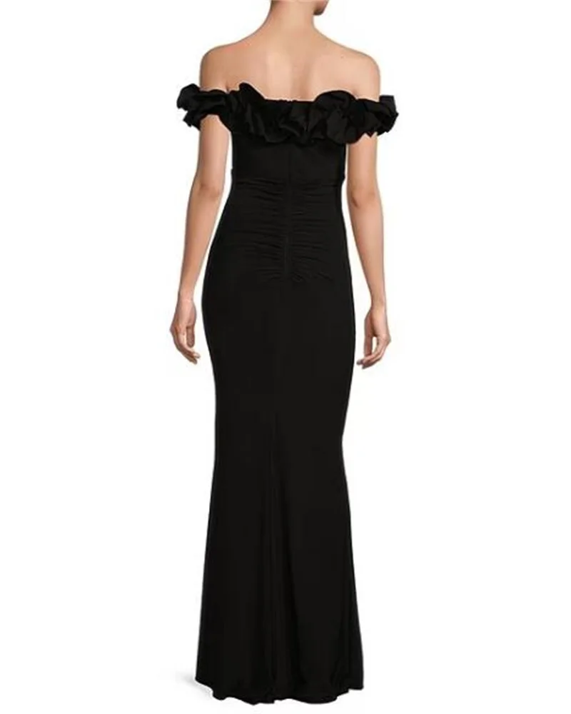 MULONG Black Mother Of The Bride Dresses Off The Shoulder Sleeveless Elegant Split Side Long Groom Mothers Dress For Wedding