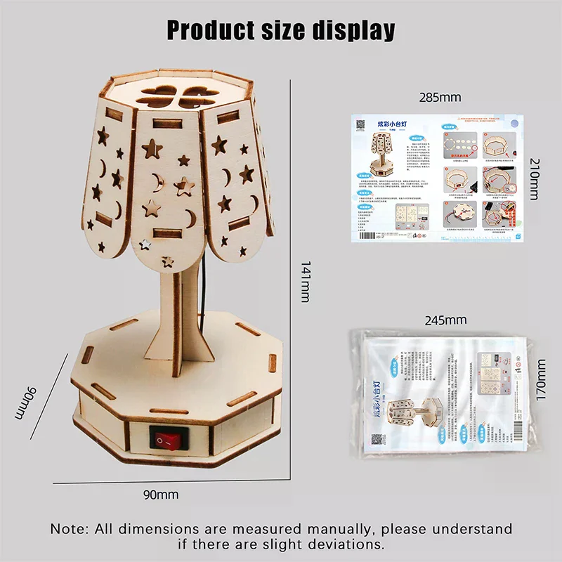 Kleurrijke kleine tafellamp DIY wetenschappelijke bouwprojecten 3D houten puzzels assemblagemodelset educatief speelgoed houtbewerkingsset