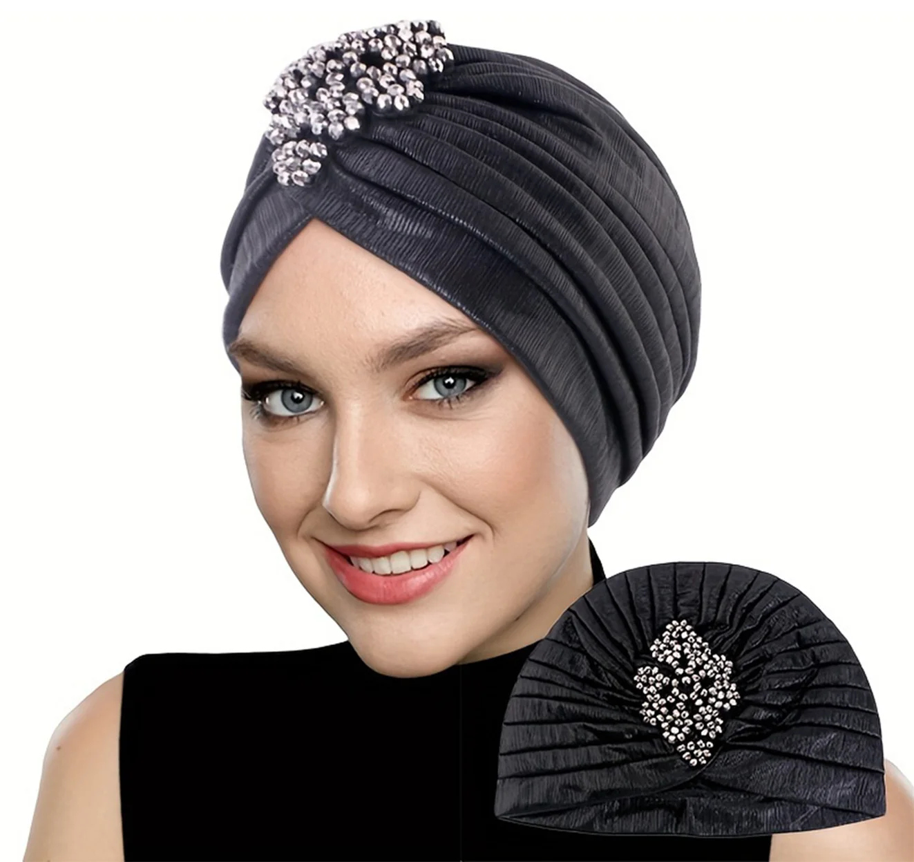 

Vintage Pleated Bandana Hat Vintage Female Head Wraps Elegant Headscarf Beanies Chemo Cap Beanies Hair Accessories For Lady