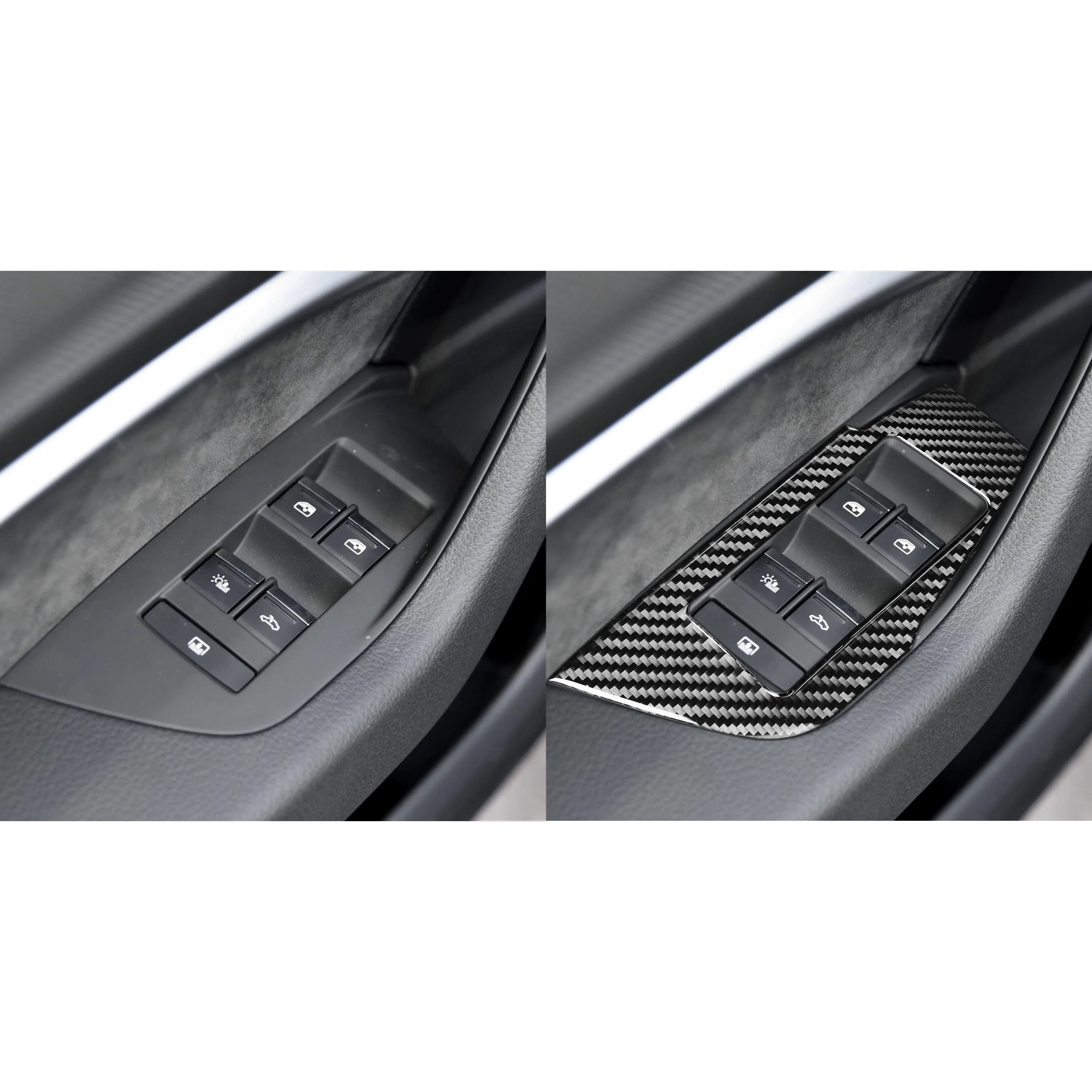 For Adui A6 A7 C8 2019-2024 Carbon Fiber Door Window Lift Buttons Control Panel Car Accessories Interior Decorative Stickers