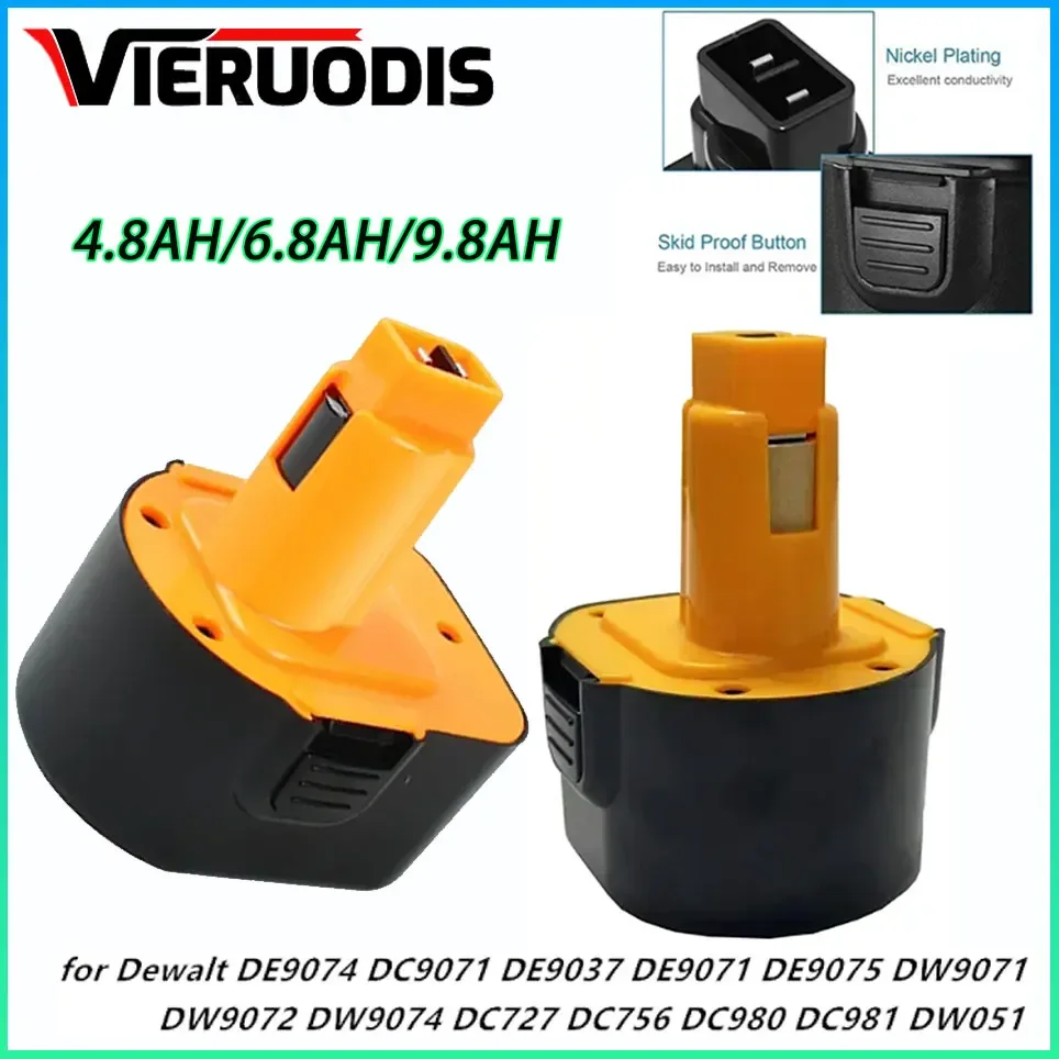 

6800mAh 9.6V For Dewalt Ni-MH Battery DE9061 DE9062 DW9060 DW9061 DW9062 EZWA DE9036 29 4800mAh 9800mAh