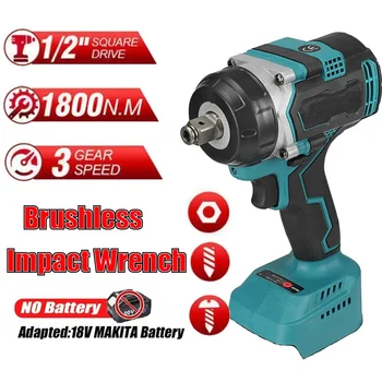 1800N.m high torque brushless cordless electric impact wrench screwdriver 1/2" wrench power tools for Makita 18V battery