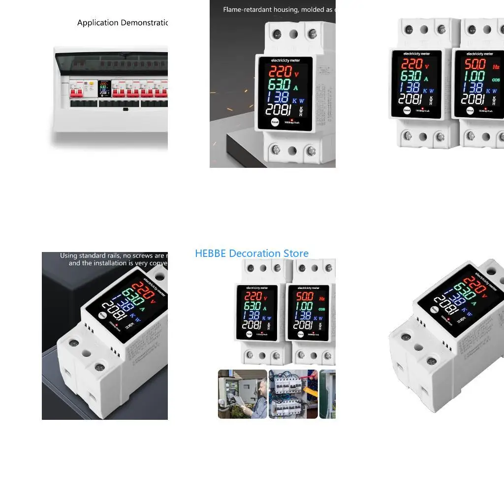 B0KC High Accuracy DIN Energy Monitors LED Display 35mm for Electrical Systems