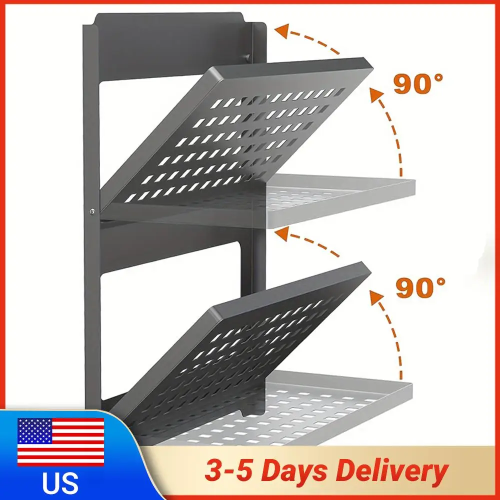 

Двухуровневая настенная полка-стеллаж для хранения вещей в прачечной и ванной комнате