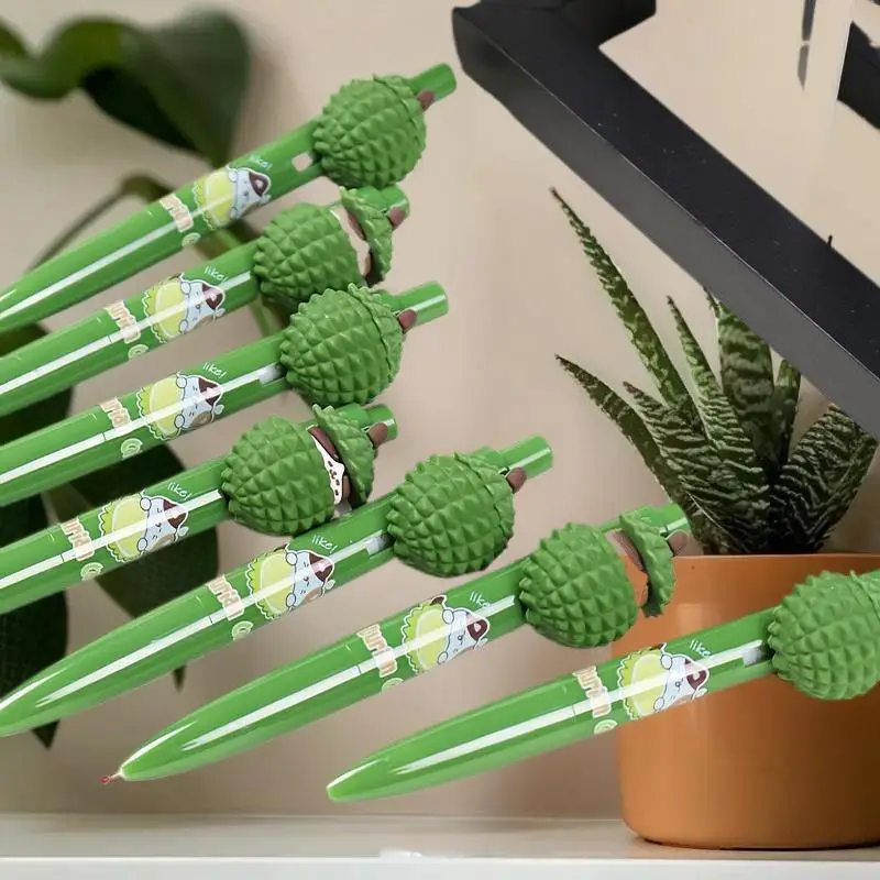 ปากกาเจลลายแมว Kawaii Durian กดเพื่อดูลาย น่ารัก ขนาด 0.5 มม. หมึกดำ ปากกาเซ็นชื่อ เครื่องเขียน ของขวัญ อุปกรณ์เขียน