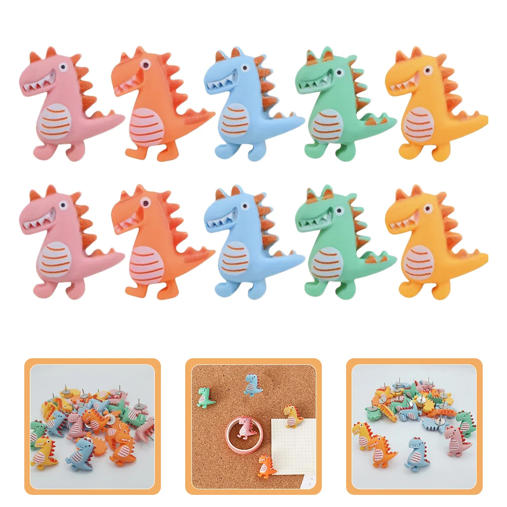 

20 Pcs Dinosaur Pin Desk Accessories Push Pins Cute Thumbtack for Cork Board Decorations Women Office Resin Fun