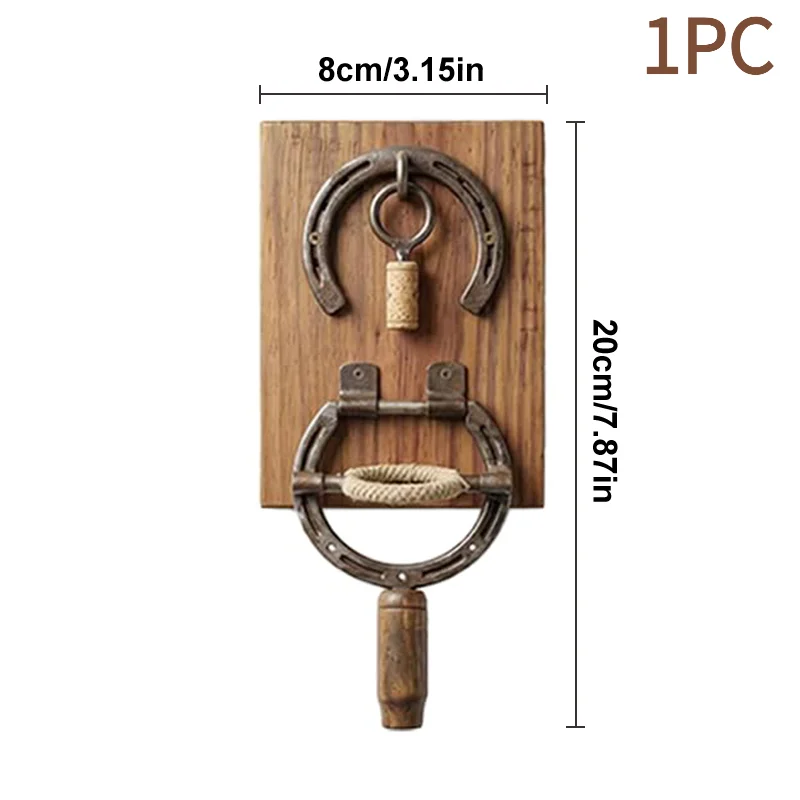 1PC Rustic Horseshoe Wine Opener Wall Mounted, Vintage Industrial Decor Wine Bottle Opener & Unique Gift For Kitchen.