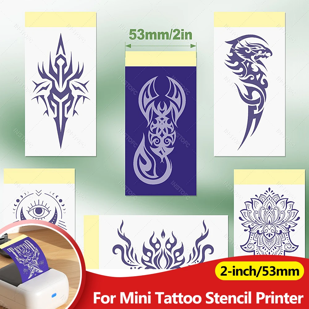 Mini Tattoo Paper Carbon 53mm Tattoo Stencil Transfer Paper Template Copier for 2inch Pocket Tattoo Thermal Printer