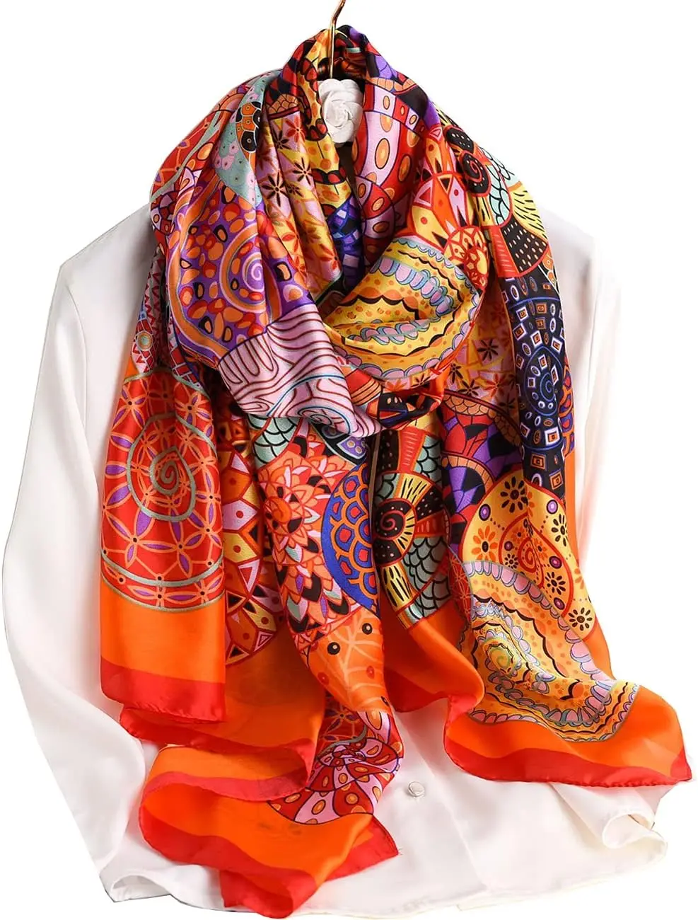 

Fashion Silk Feeling Scarf, Lightweight Sunscreen Shawl for Women - Long & Elegant