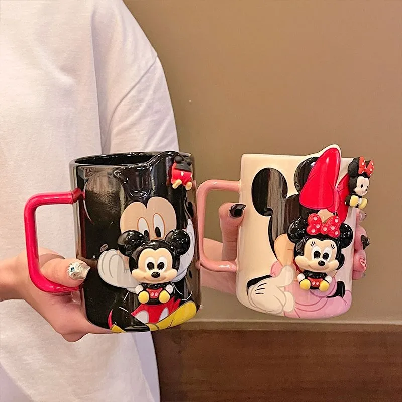 

Disney Kawaii Mickey Minnie Donald Duck Ceramic Handle Mug Creative Cute Coffee Cup Cartoon Children's Milk Cup Birthday Gift