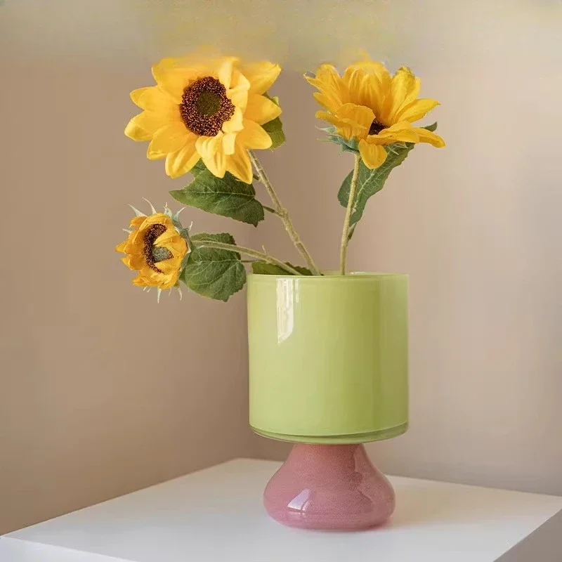 Medieval wabi-sabi wind glazed vase semi-home high-end color matching dopamine Fenton windshield