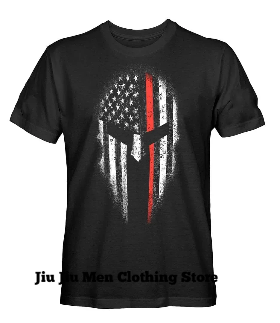 Spartan Werrlor Black Graphic Print Men's T-shirt Oversize Cotton Tshirts Hot-blooded Youth Herejoko Straatwear Tees Tops