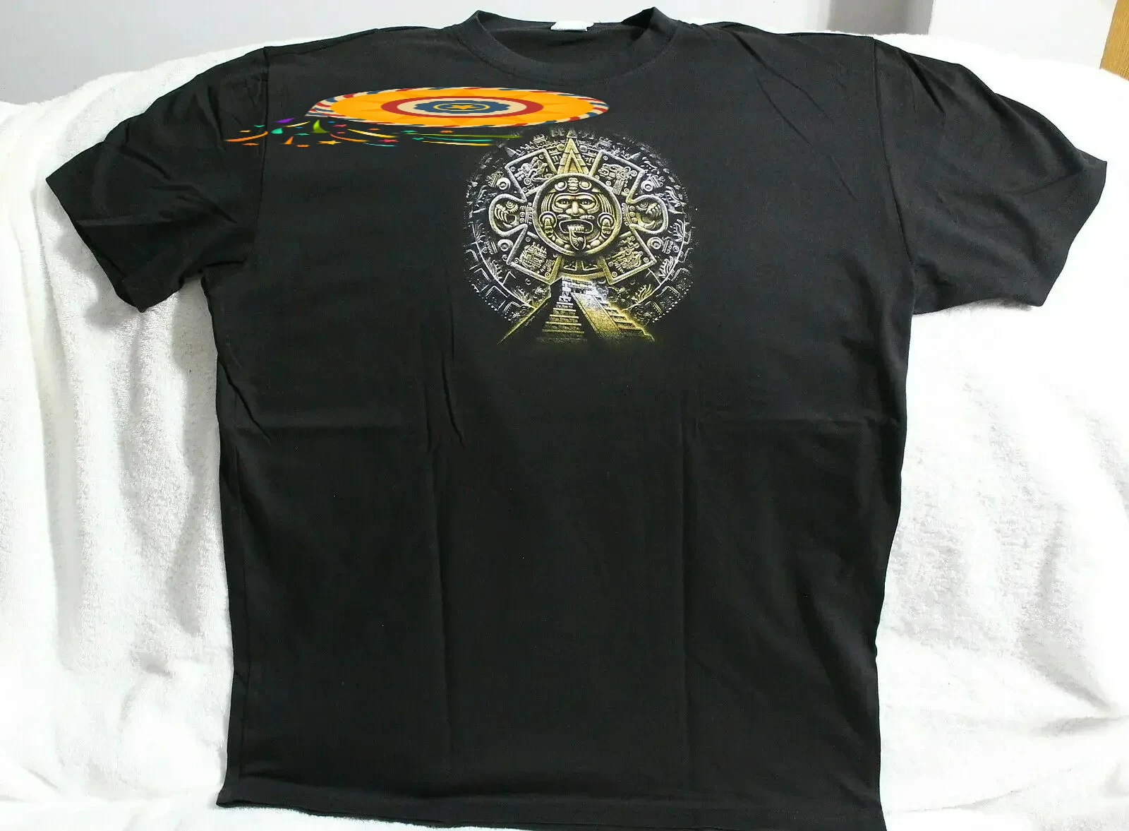 AZTEC CALENDAR SUN STONE MAYAN MEXICO PYRAMID T-SHIRT Men's 100% Cotton Casual T-shirts Loose Top Size S-3XL
