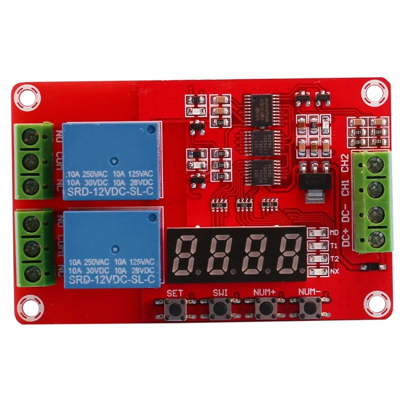 

2 Way Electromagnetic Relay Module Delay/Self-Locking/Cycle/Timing PLC Control Time Relay Module