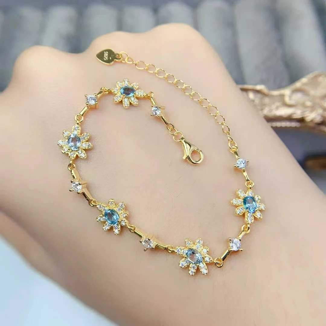 

Adorable 925 Silver Bracelet Natural Topaz Bracelet for Vacation 3mm*4mm Genuine Topaz Silver Jewelry