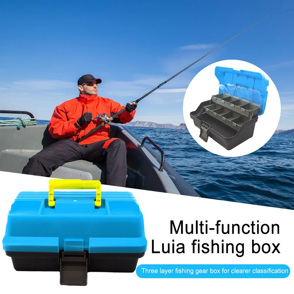 3-Layer Folding Fishing Tackle Box Portable Fishing Gear Box Multipurpose  Case with Handle for Fishing Tackle Bait Stora