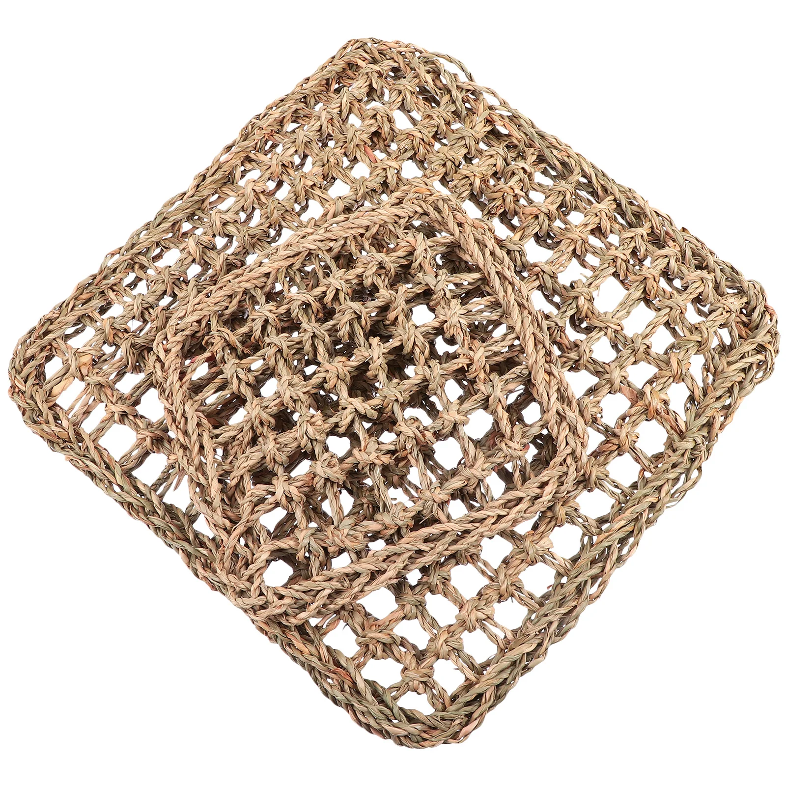 

2Pcs Woven Pet Mat Natural Grass Fiber for Rabbit Guinea Pig Chewing Grinding Teeth Boredom Relief Foot Pad Use