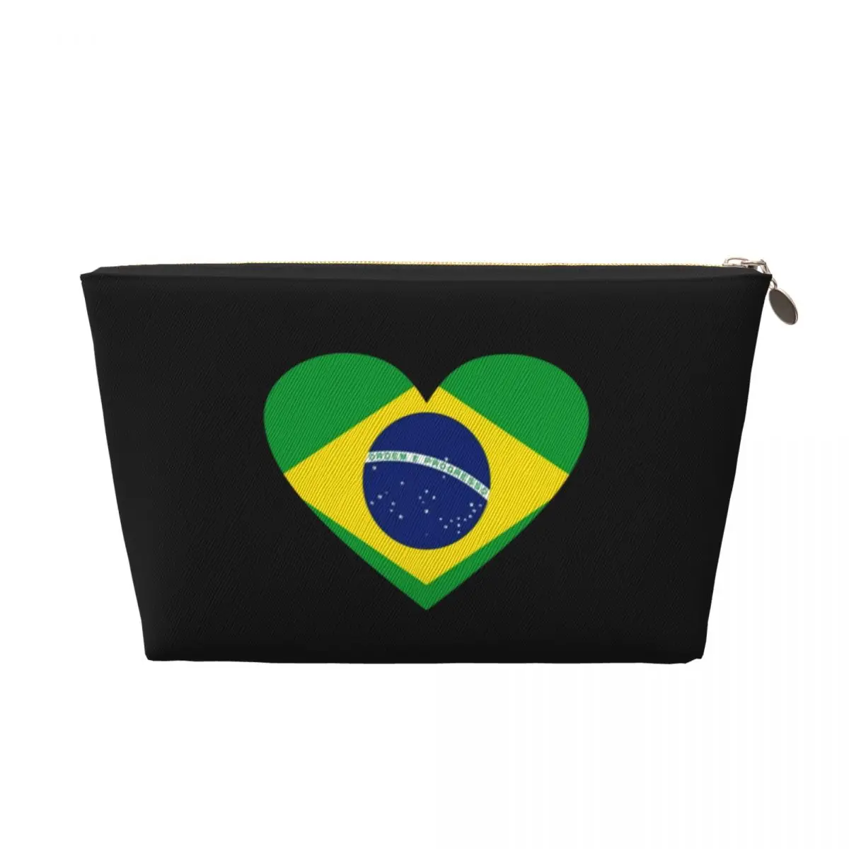 Custom National Flag Of Brazil Makeup Bag for Women Travel Cosmetic Organizer Fashion Brazilian Heart Storage Toiletry Bags