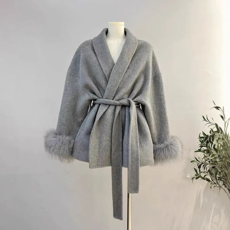 

Women's Fall Winter Tops Coat Bathrobe Double Short New Retro Simple Comfortable Loose Leisure Designed Fashion Niche Versatile