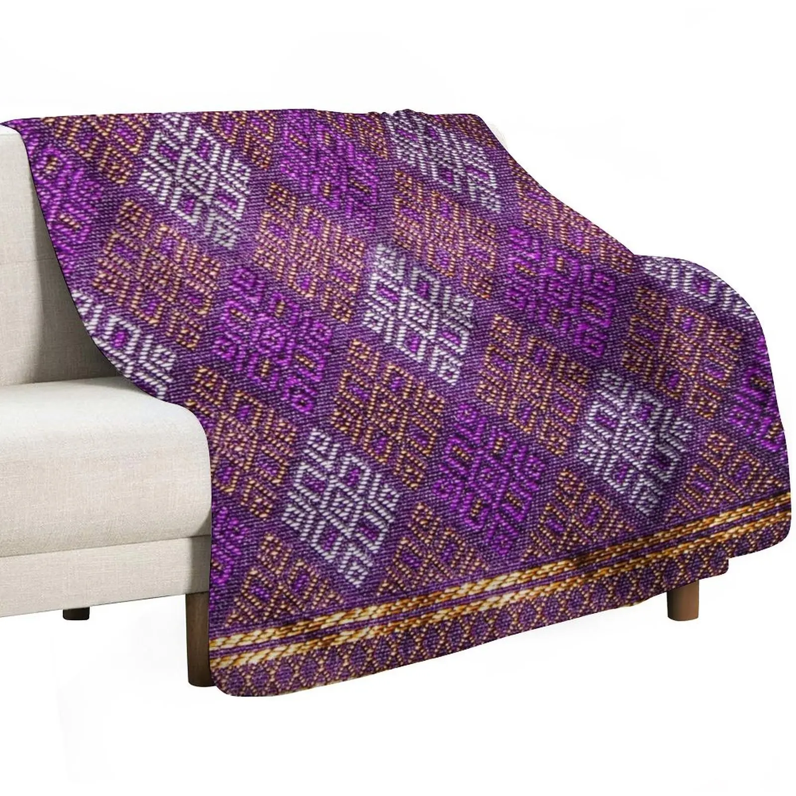 Thai Silk - Purple Gold Thai silkworms Throw Blanket bed plaid Thin halloween Blankets For Bed Decorative Beds Stuffeds Blankets