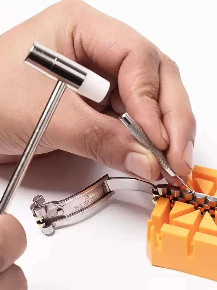 Mini marteau en métal à Double tête, marteau de réparation de montre en caoutchouc, métal doux et dur, marteau à double usage, outil manuel de bricolage fait à la main