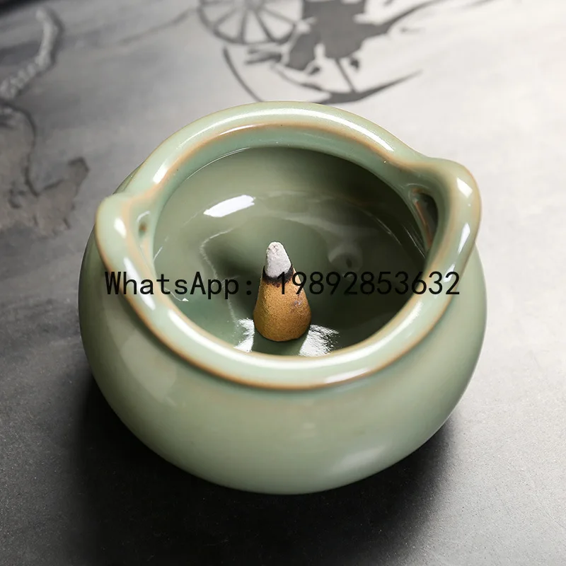 

PYJ Celadon Aromatherapy Burner Household Offering Xuande Burner Buddha Incense Portable Small Incense Burner