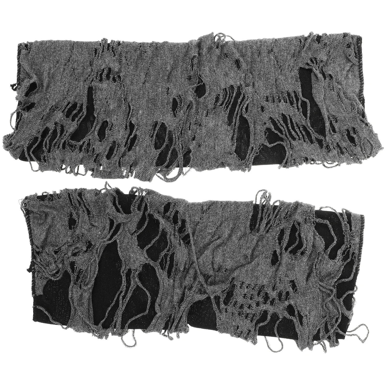 ถุงมือผ้าขาดสไตล์พังก์สีดำเทา 1 คู่ สำหรับฮาโลวีน ดีไซน์ขาดๆ นุ่มสบาย ยืดหยุ่น ปลายนิ้วเปิด  อุปกรณ์ฮาโลวีน