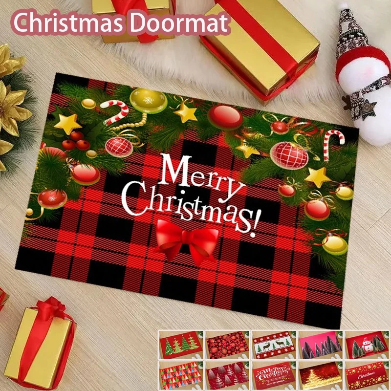 

40x60cm Christmas Decorative Products Floor Mat Absorbent Anti Slip and Dirt Resistant Entrance Door Rug New Year Decor Felpudo