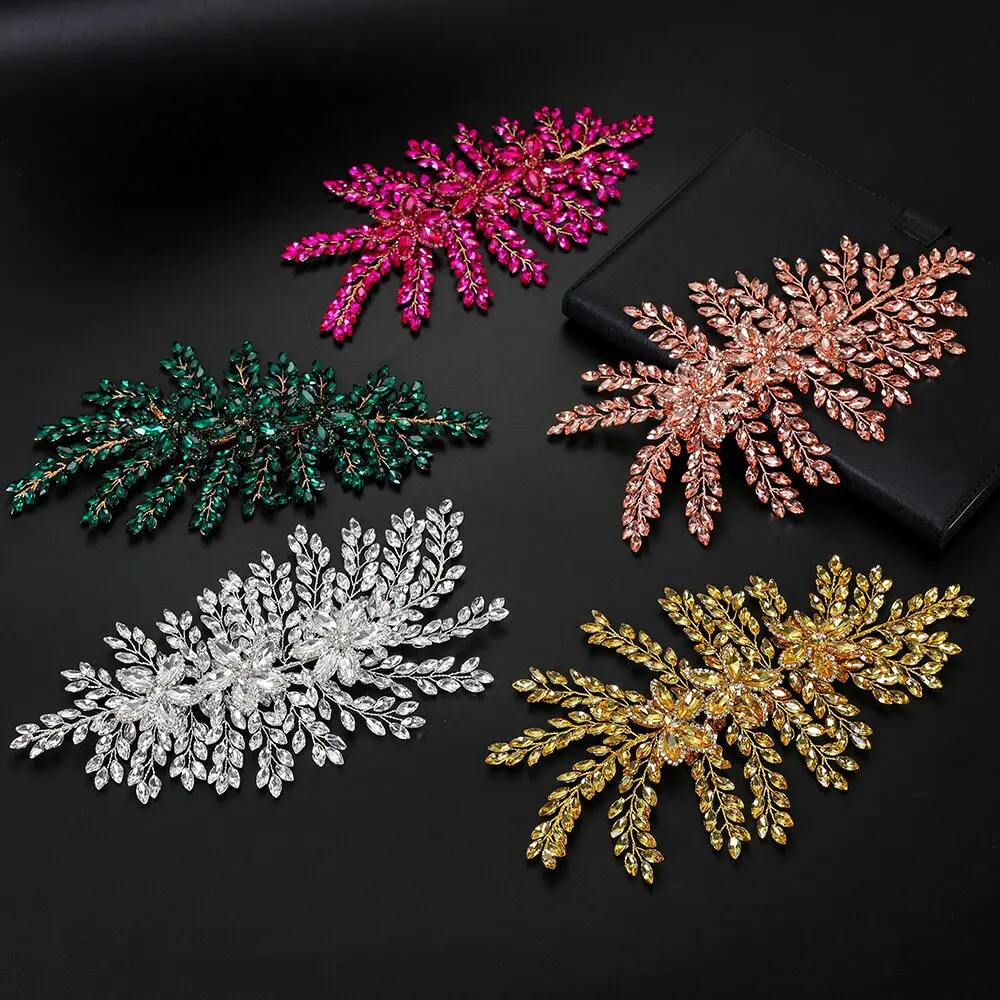 SLBRIDAL Handgefertigte bunte Strass-Kristalle, florale Braut-Tiara, Stirnband, Kopfschmuck, Damenschmuck, Haarschmuck – Detail 3
