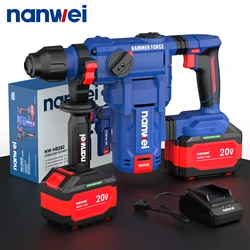Nanwei 20V Industrial-Grade Brushless Cordless Hammer Drill Lithium-Ion Impact Drill Concrete Wireless Heavy-Duty Hammer Drill