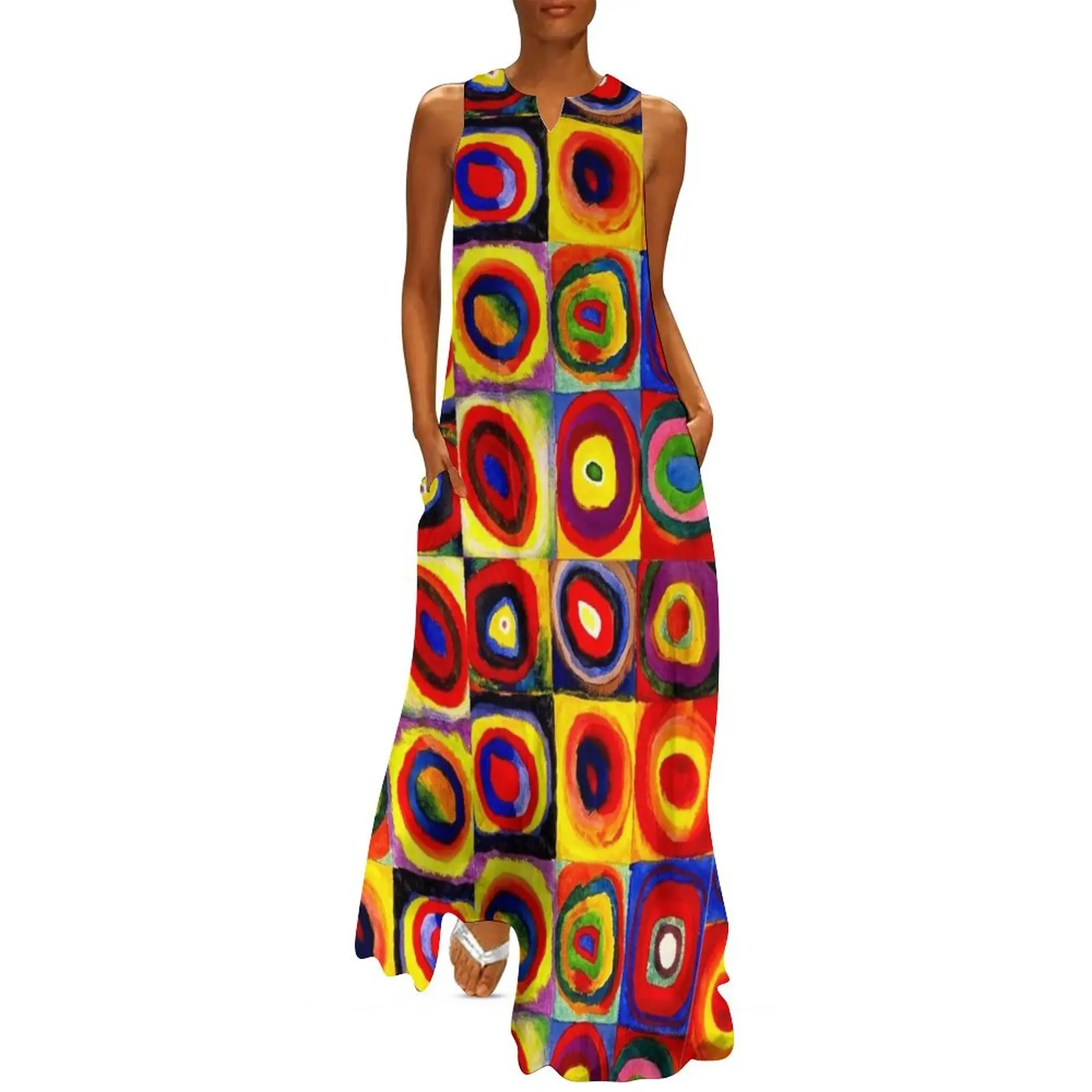 Kandinsky Modern Squares Circles Colorful Long Dress Prom gown evening dresses ladies women formal occasion dresses Dress