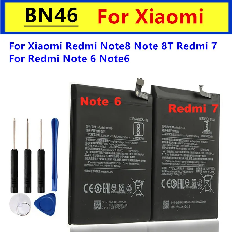 BN46 New Replacement Battery BN46 For Xiaomi Redmi Note8 Note 8T 8 Redmi 7 Redmi7 Note 6 Note6 Phone Battery 4000mAh