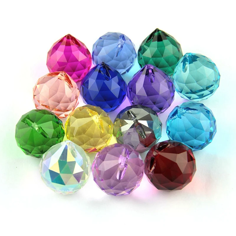 50 Pieces K9 Crystal Faceted Hanging Ball Prism For Feng Shui Tree Parting Home Decor (20Mm)