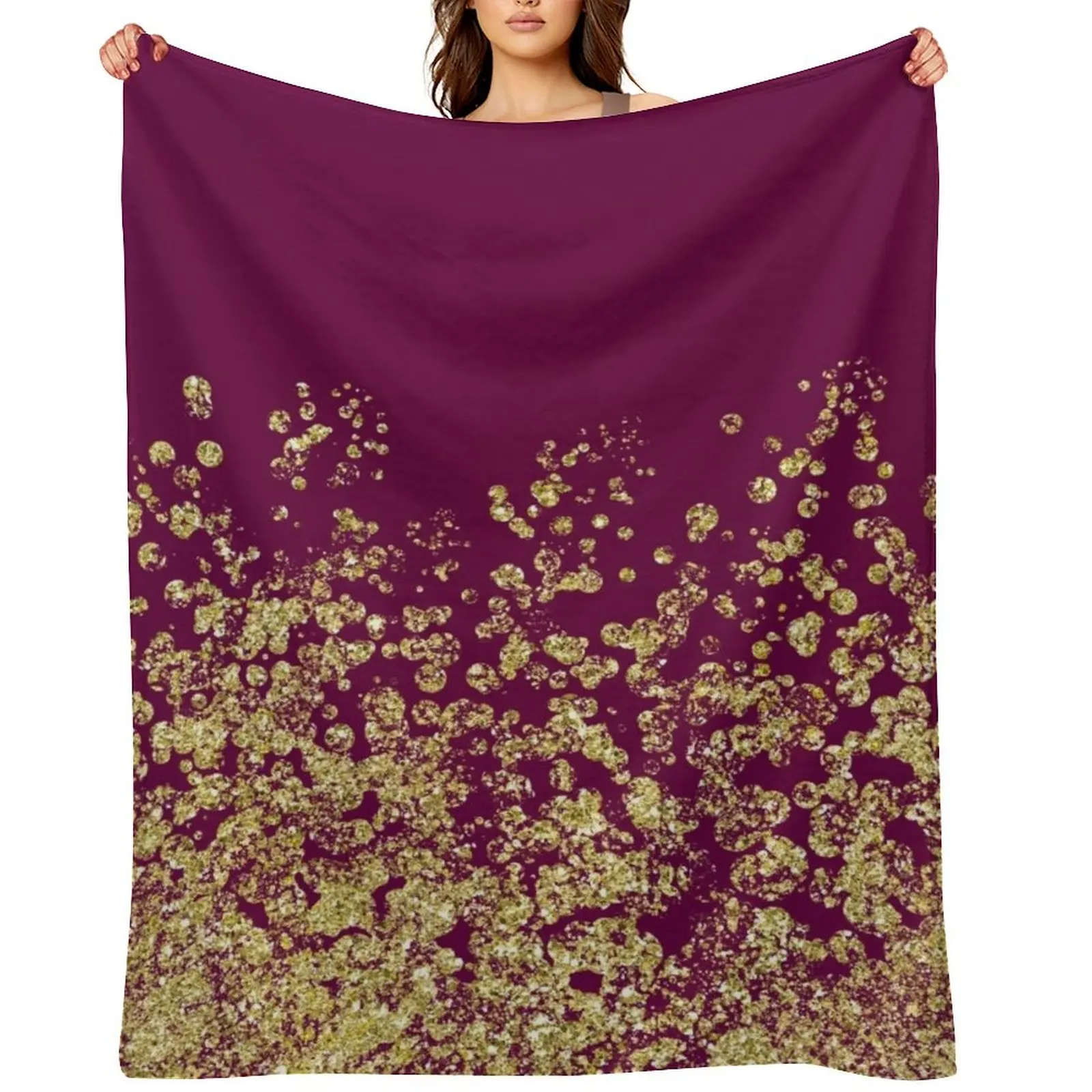 

Golden ombre - burgundy bronze Throw Blanket decorative Fashion Sofas christmas decoration manga Blankets