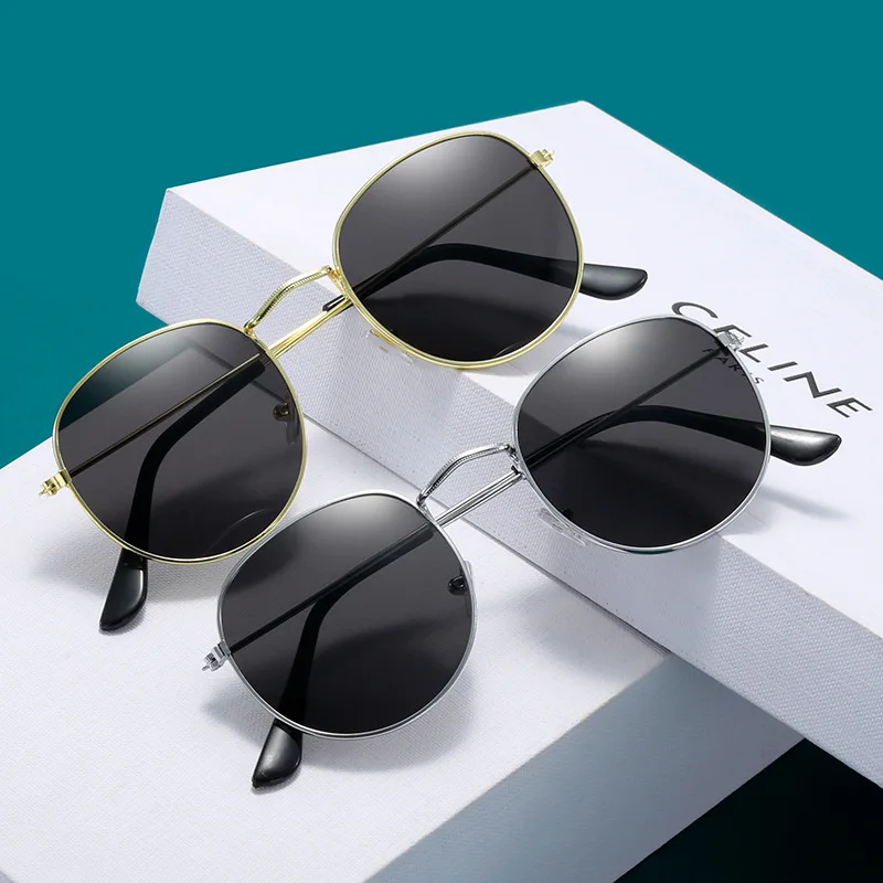 Okrągłe okulary przeciwsłoneczne męskie Vintage metalowe okulary przeciwsłoneczne dla kobiet luksusowej marki gogle okulary przeciwsłoneczne damskie okulary przeciwsłoneczne dla kobiet mężczyzn ﻿ — zdjęcie 3