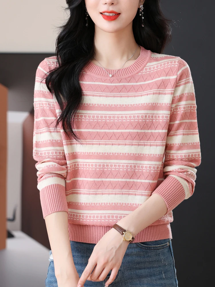 

Stripe Sweater Woman Autumn Winter Pullover Femme Womens Clothing Long Sleeve Top Casual Knitwear Sweaters