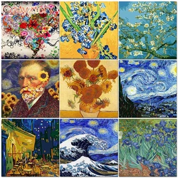 YZTORY-Peinture acrylique par numéros pour adultes, kits de bricolage sur toile, fleur abstraite, peinture par numéro D, peinture à la main, Van Gogh