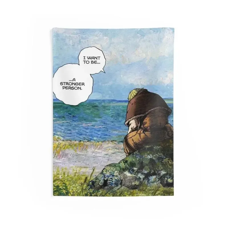 Blush Pink 30x40in Vinland Saga Thorfinn Velvet Print Durable Strong Tapestry - Decorative Horizontal Wall Decor, Cool Stuff for Room, Manga Art Home Goods, Hand Washable Apartment Wall Hanging