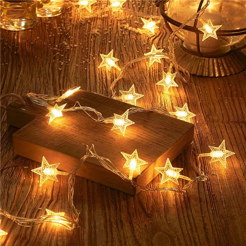 Custom Indoor LED Star Snowflake Christmas Lights Fairy String EID Decorations for Home Holiday Lighting Ornaments