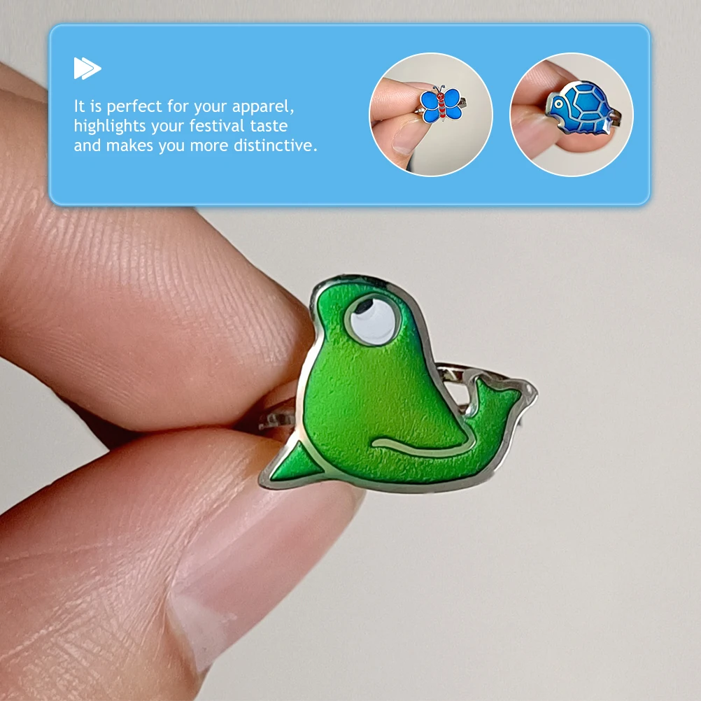 6 قطع من حلقات الحيوانات المتغيرة القابلة للتعديل على شكل حيوانات كرتونية لمحبي الأطفال، خاتم إصبع كرتوني، هدايا الحفلات #3