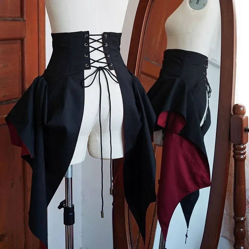 1pc-medieval-drawstring-ruffle-steampunk-skirt-vintage-lace-up-gothic-pirate-costume-back-drawstring-skirt-clothing-accessories