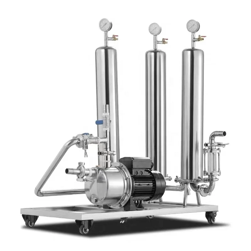 

TS Filter Supply [Liquor Filter System] 20 Inch Sanitary Stainless Steel Cartridge Water Filter Housing with Pump Trolley