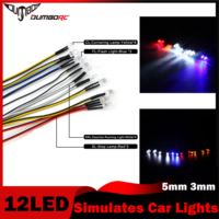 DUMBORC 12LED 5mm 3mm Simulates Car Lights Lamp Set Compatible with X6DC Receiver for RC Drift On Road Car Tank Model Toy Remote